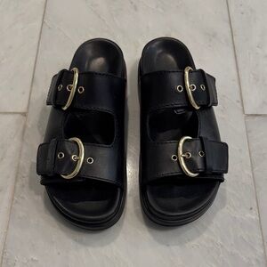 COS Black Sandals with Gold Buckles